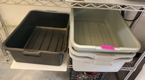 (4) PLASTIC BUS TUBS