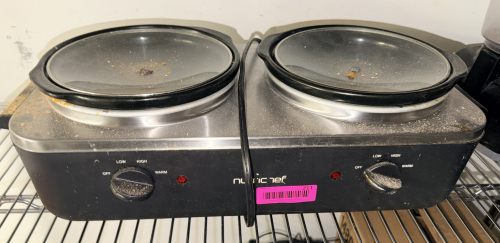 TWO GROUP CROCK POT SERVER W/ LIDS