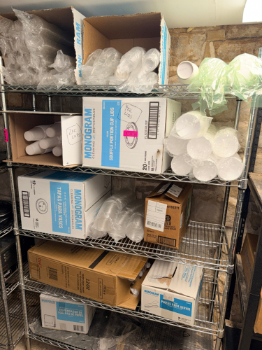 CONTENTS OF SHELF - ASSORTED PAPER PRODUCT.