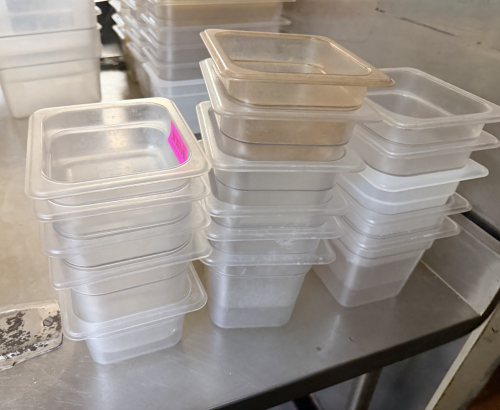 (12) ASSORTED 1/6 SIZE PLASTIC INSERTS.