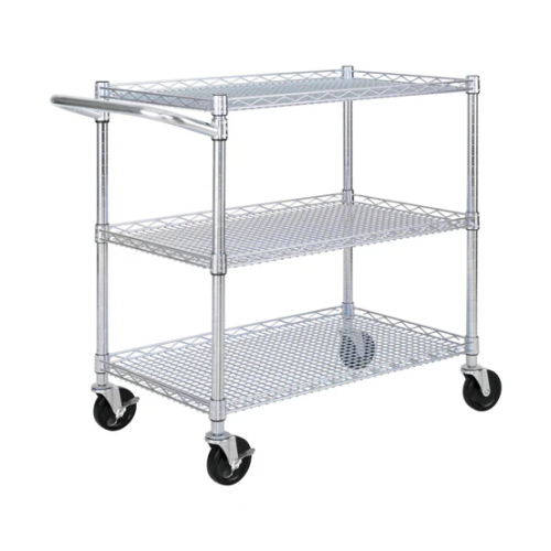 THREE TIER STAINLESS / WIRE UTILITY CART.