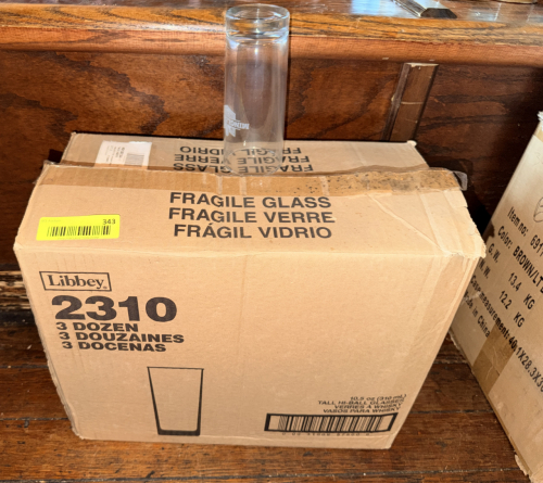 (1) CASE OF LIBBEY LOGO 'ED BAR GLASSES