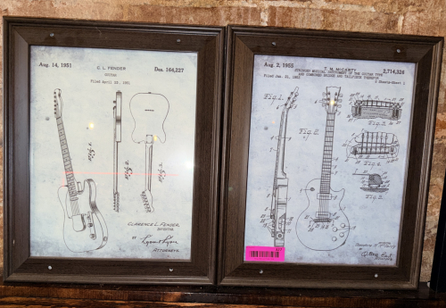FRAMED GUITAR PATENT ART PRINTS (FENDER & MCCARTY)