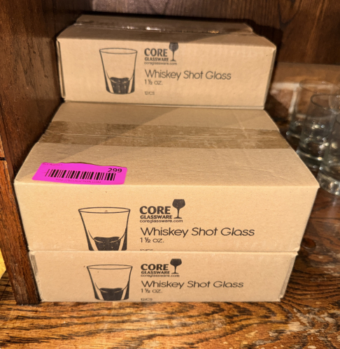 (5) BOXES OF WHISKEY SHOT GLASSES