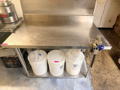 48" X 30" ALL STAINLESS TABLE W/ MOUNTED CAN OPENER.