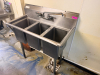 40" THREE WELL STAINLESS POT SINK. - 2