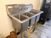 40" THREE WELL STAINLESS POT SINK. - 4