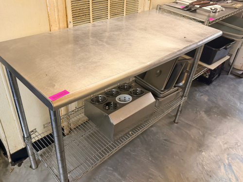 50" X 24" STAINLESS TABLE W/ WIRE UNDER SHELF.