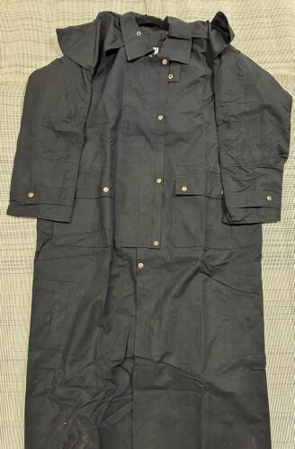 MEN'S TRENCH COAT/ DUSTER WITH WATERPROOF AUSTRALIAN OILSKIN AND COTON CANVAS