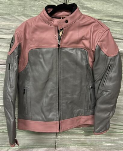 LIGHT PINK AND GREY MOTOR CYCLE JACKET