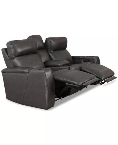 MACYS GREYMEL LEATHER POWER RECLINING LOVESEAT W/WIRELESS CHARGER