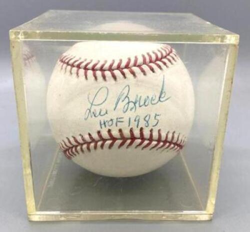 LOU BROCK "HALL OF FAME 1985" SIGNED BASEBALL