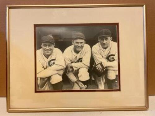 "BIG 3 OF CUBS, WILSON, HORNSBY AND CUYLER" FRAMED PHOTO
