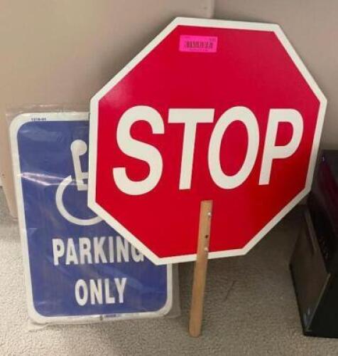 STOP SIGN AND HANDICAP PARKING SIGN