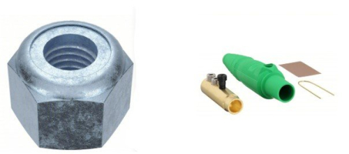 (4) FEMALE CONNECTORS AND A BOX OF (100) LOCK NUTS