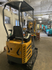 COMPACT TRACK MINI EXCAVATOR WITH OPEN CANOPY, RUBBER TRACKS, AND FRONT DOZER BLADE. FEATURES HYDRAULIC BOOM, BUCKET, AND PILOT JOYSTICK CONTROLS. IDEAL FOR LIGHT DUTY EXCAVATION, TRENCHING, AND LANDSCAPING APPLICATIONS.