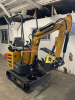COMPACT TRACK MINI EXCAVATOR WITH OPEN CANOPY, RUBBER TRACKS, AND FRONT DOZER BLADE. FEATURES HYDRAULIC BOOM, BUCKET, AND PILOT JOYSTICK CONTROLS. IDEAL FOR LIGHT DUTY EXCAVATION, TRENCHING, AND LANDSCAPING APPLICATIONS. - 8