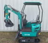 COMPACT TRACK MINI EXCAVATOR WITH OPEN CANOPY, RUBBER TRACKS, AND FRONT DOZER BLADE. EQUIPPED WITH HYDRAULIC BOOM AND BUCKET, PILOT JOYSTICK CONTROLS, AND REAR ENGINE COMPARTMENT. COMPACT DESIGN IDEAL FOR LIGHT CONSTRUCTION, LANDSCAPING, AND TRENCHING APP