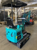 COMPACT TRACK MINI EXCAVATOR WITH OPEN CAB, RUBBER TRACKS, AND FRONT DOZER BLADE. HYDRAULIC BOOM WITH BUCKET ATTACHMENT AND CONTROL LEVERS. UNIT FEATURES PROTECTIVE CANOPY, REAR ENGINE ACCESS, AND COMPACT FRAME DESIGN. - 6