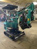 COMPACT TRACK MINI EXCAVATOR WITH OPEN CAB, RUBBER TRACKS, AND FRONT DOZER BLADE. HYDRAULIC BOOM WITH BUCKET ATTACHMENT AND CONTROL LEVERS. UNIT FEATURES PROTECTIVE CANOPY, REAR ENGINE ACCESS, AND COMPACT FRAME DESIGN. - 7