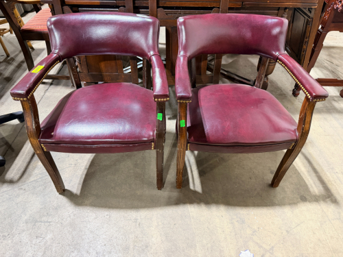 (2) BURGANDY CAPTAIN STYLE CHAIRS