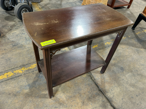 VINTAGE TABLE FEATURING A DARK WOOD FINISH WITH MINOR SCUFF MARKS ON TOP OF TABLE