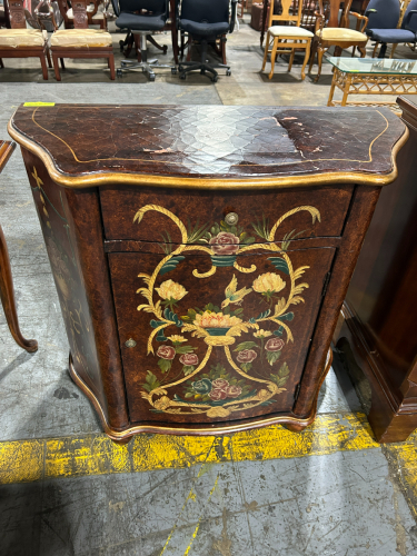 FRENCH- STYLE COMMODE OR SIDE CABINET FEATURING HAND PAINTED FLORALS