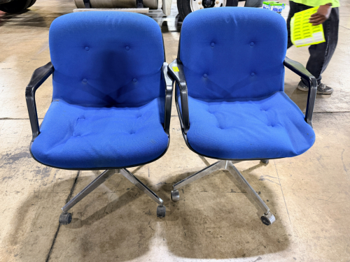 (2) BRIGHT BLUE ROLLING CHAIRS