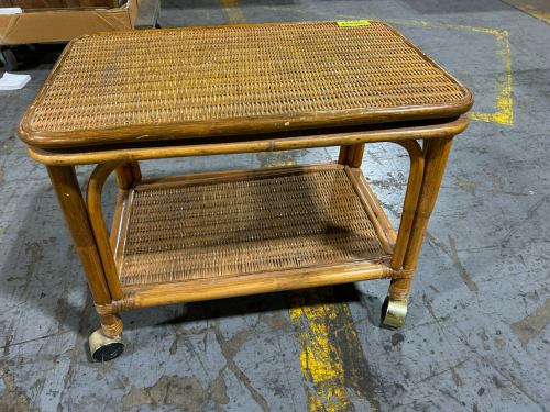 VINTAGE WICKER REGENCY - STYLE CART