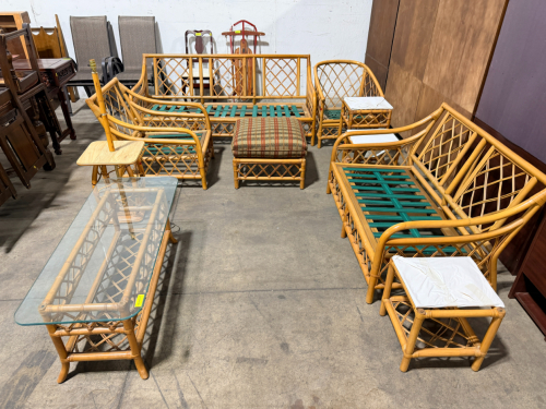 VINTAGE RATTAN AND BAMBOO FURNITURE SET