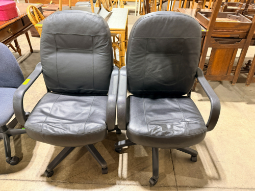 (2) LEATHER ROLLING OFFICE CHAIRS