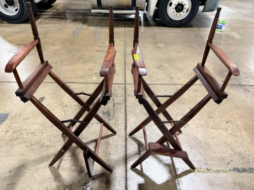 (2) SOLID WOOD DIRECTORS CHAIRS