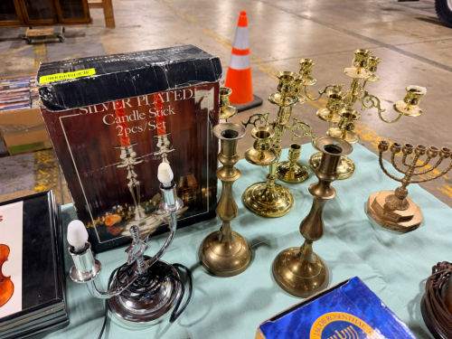 LARGE LOT OF SILVER PLATED CANDLE SETS