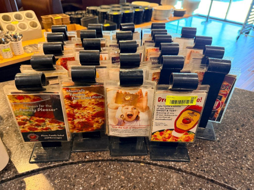 (24) PLASTIC TABLE TENTS.