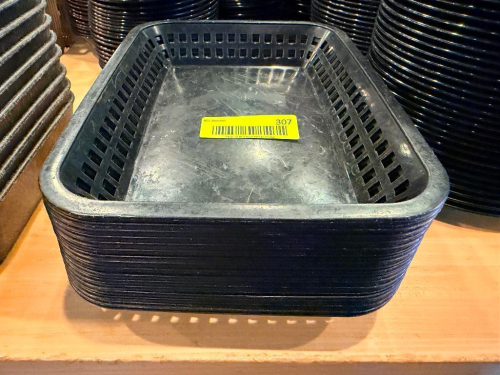 (16) BLACK PLASTIC FOOD BASKETS
