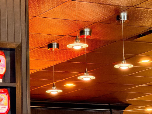 (4) HANGING PENDANT LIGHT FIXTURES WITH FROSTED GLASS SHADES