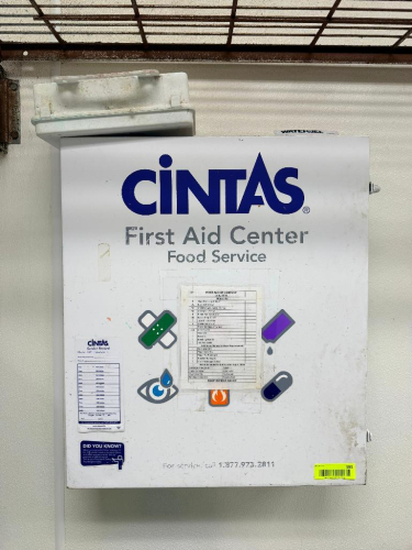 WALL MOUNTED FIRST AID KIT.