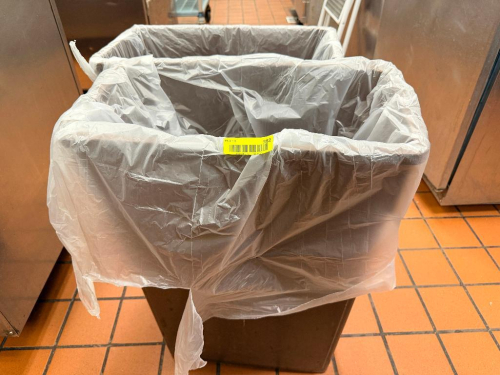 (2) 20 GALLON BAR SIDE TRASH CANS.