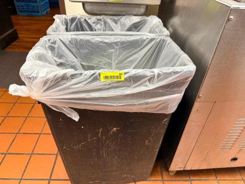 (2) 20 GALLON BAR SIDE TRASH CANS.