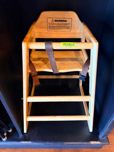 (2) WOODEN HIGH CHAIRS.