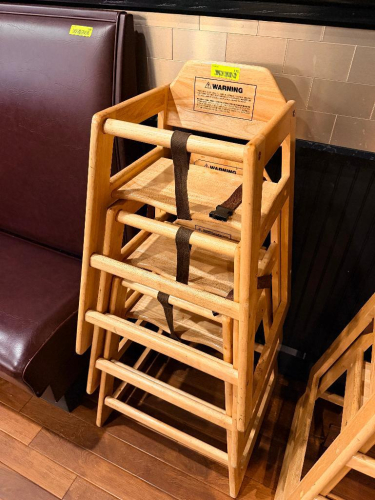 (3) WOODEN HIGH CHAIRS.