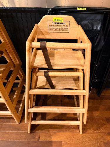 (2) WOODEN HIGH CHAIRS.