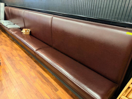 (4) 70" SECTIONS OF REDISH BROWN BOOTH SEATING BENCH SEATS