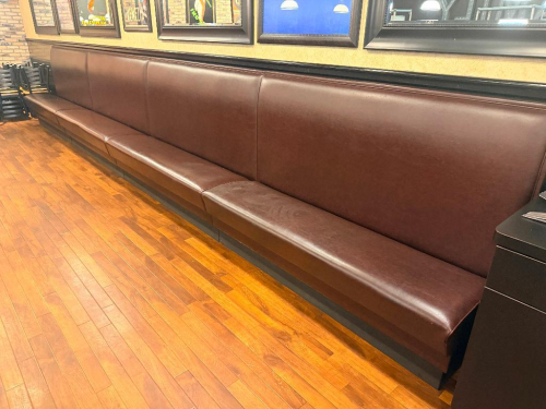 (4) 70" SECTIONS OF REDISH BROWN BOOTH SEATING BENCH SEATS