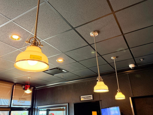 (3) HANGING PENDANT LIGHT FIXTURES WITH FROSTED GLASS SHADES