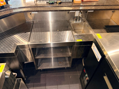 GLASTENDER STAINLESS STEEL BAR WORKSTATION / DRAINBOARD ASSEMBLY WITH INTEGRATED HAND SINK