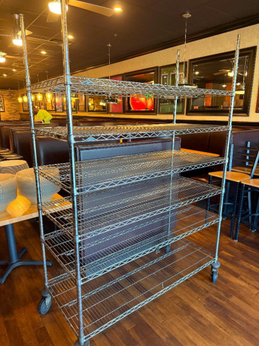 60" X 24" SEVEN TIER WIRE RACK ( ON CASTERS )