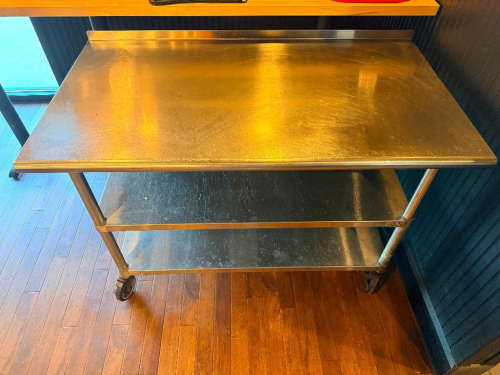 60" X 30" STAINLESS TABLE W/ 1" BACK SPLASH.