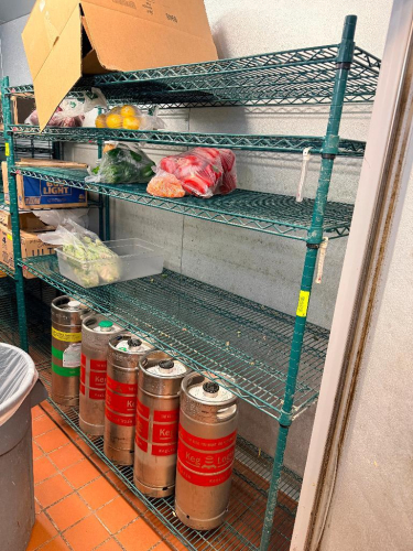 72" X 24" FIVE TIER COATED WIRE SHELF.