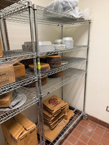 48" X 24" FIVE TIER WIRE SHELF ( ON CASTERS )